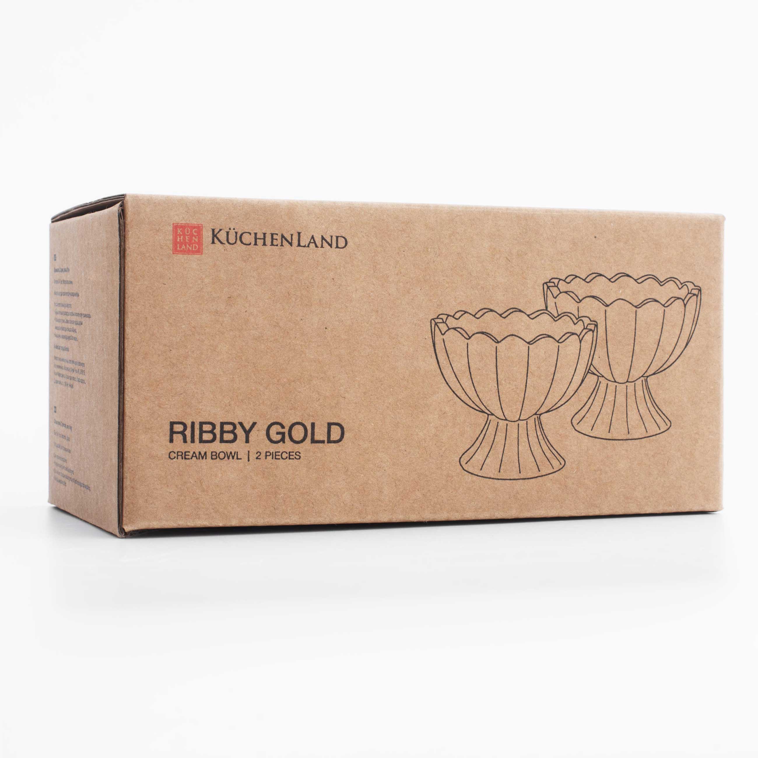 Креманка, 9 см, 120 мл, 2 шт, стекло Р, с золотистым кантом, Ribby gold изображение № 6