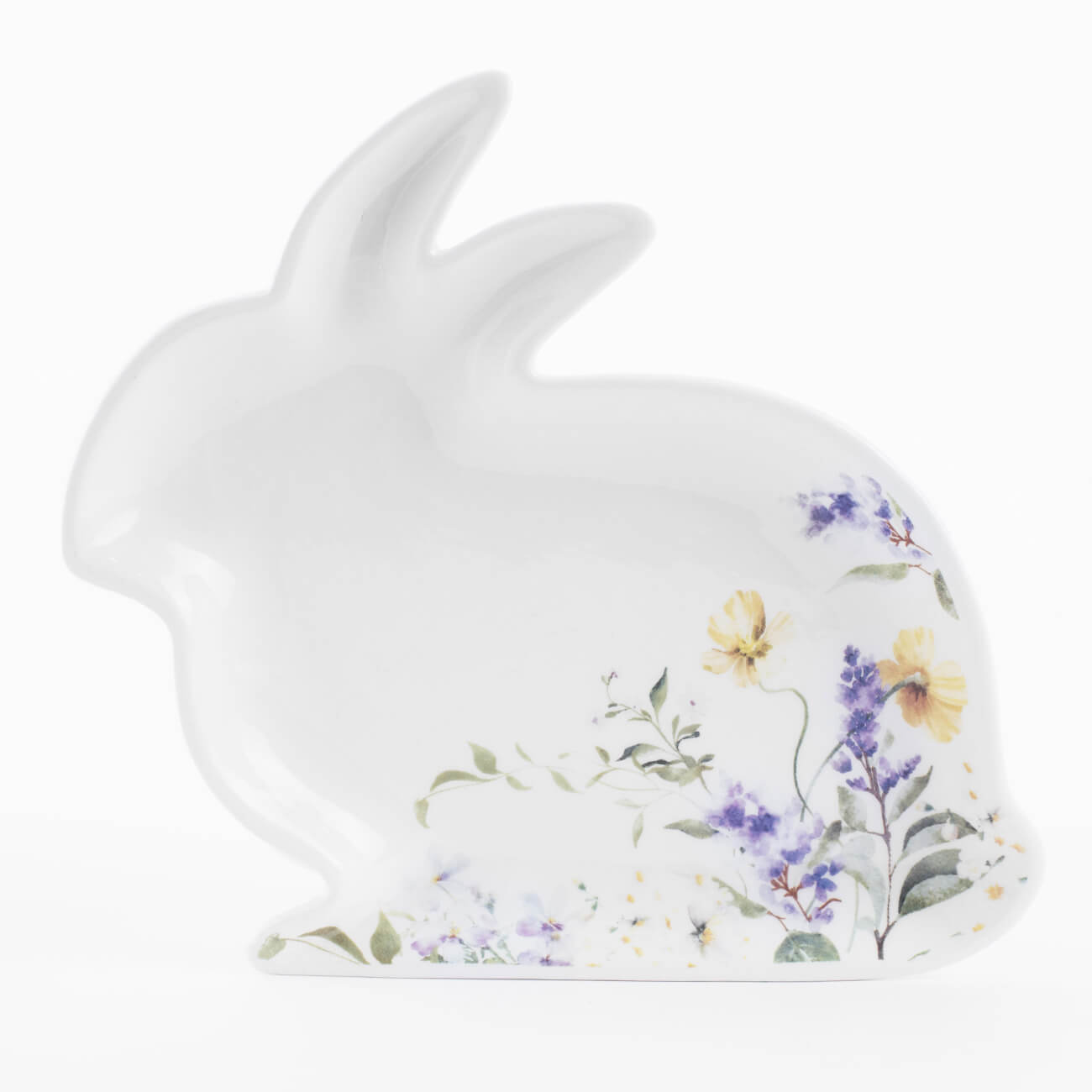 Блюдо, 22х21 см, керамика, белое, Кролик и цветы, Easter блюдо сервировочное 40 см дерево металл кролик natural easter