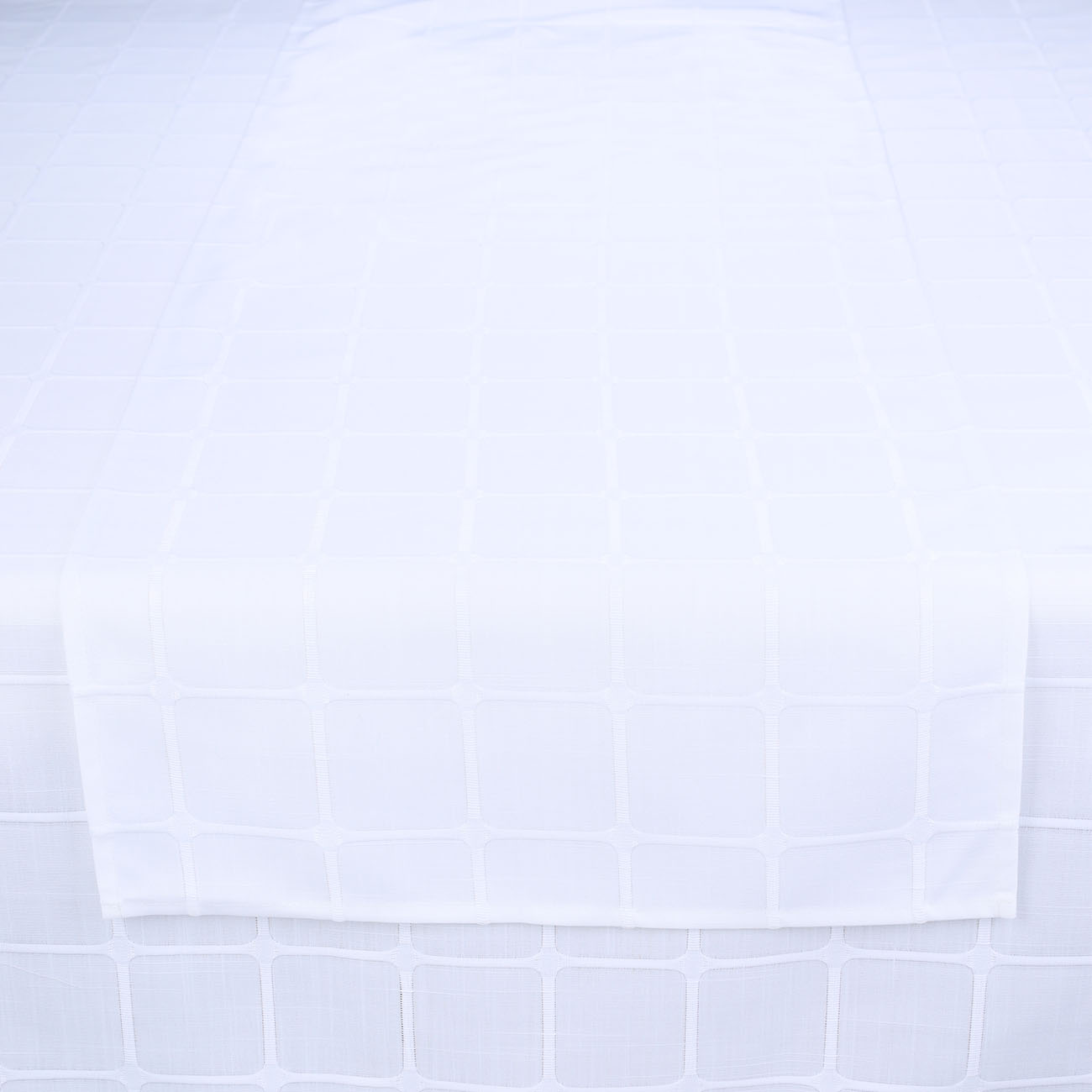 Дорожка настольная, 40х160 см, полиэстер, белая, Клетка, Cage pattern - фото 1