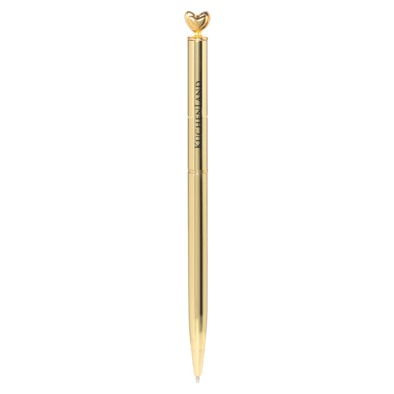 Ручка шариковая, 15 см, с клипсой, сталь, золотистая, Сердце, Draw figure