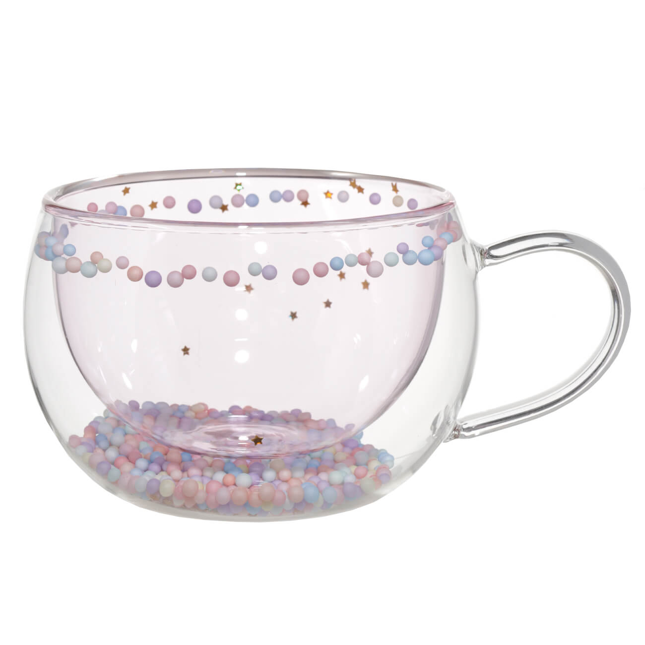 Кружка, 270 мл, с шариками, стекло Б, розовая, Звезды, Air sparkly изображение № 1