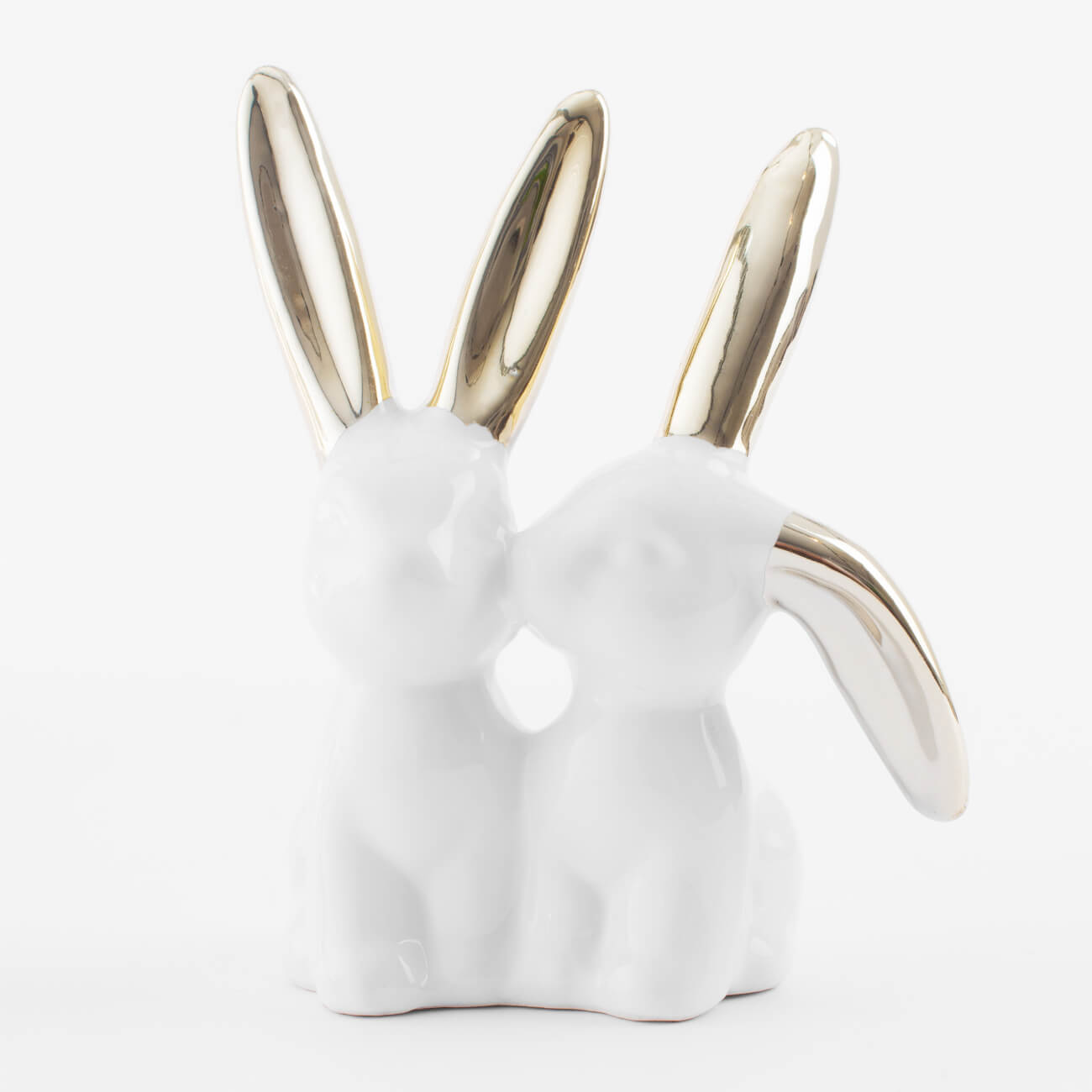 статуэтка 14 см керамика бело золотистая крольчиха и крольчонок easter gold Держатель для украшений, 11 см, керамика, бело-золотистый, Кролики, Easter gold
