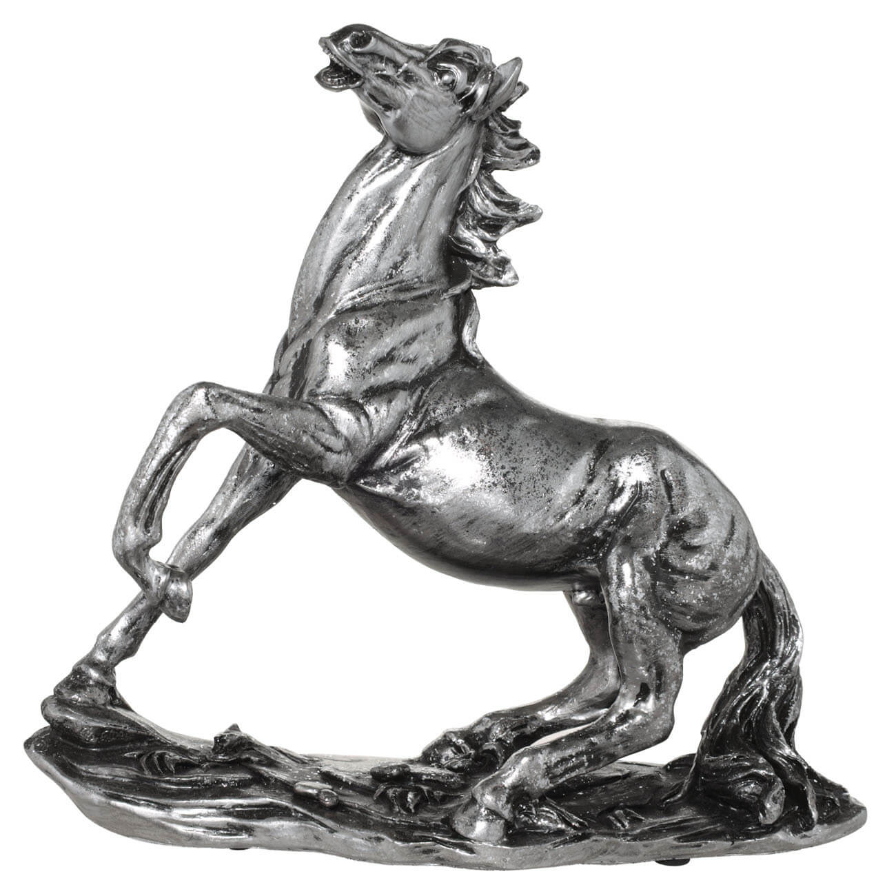 Статуэтка, 24 см, полирезин, серебристая, Ретивый конь, Horse открытка поздравляю конь 12 5х19 4 см