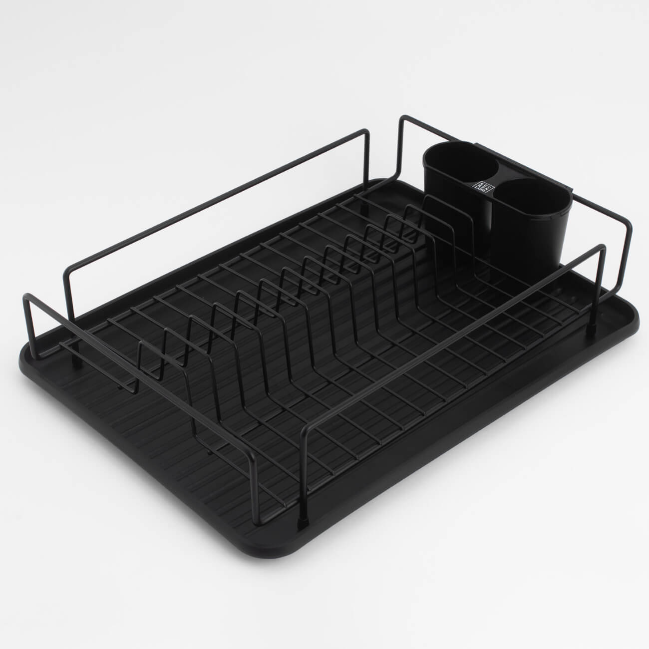 Сушилка для посуды, 42х27 см, с поддоном, пластик/металл, черная, Black style изображение № 1