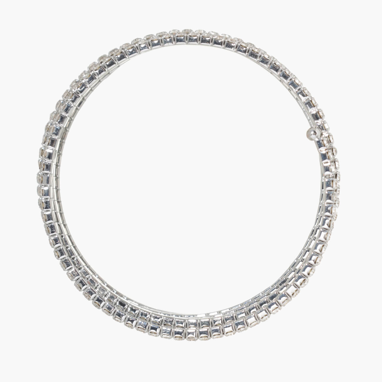 Браслет-спираль, 19 см, металл/стразы, серебристый, Кристаллы, Jewelry crystal