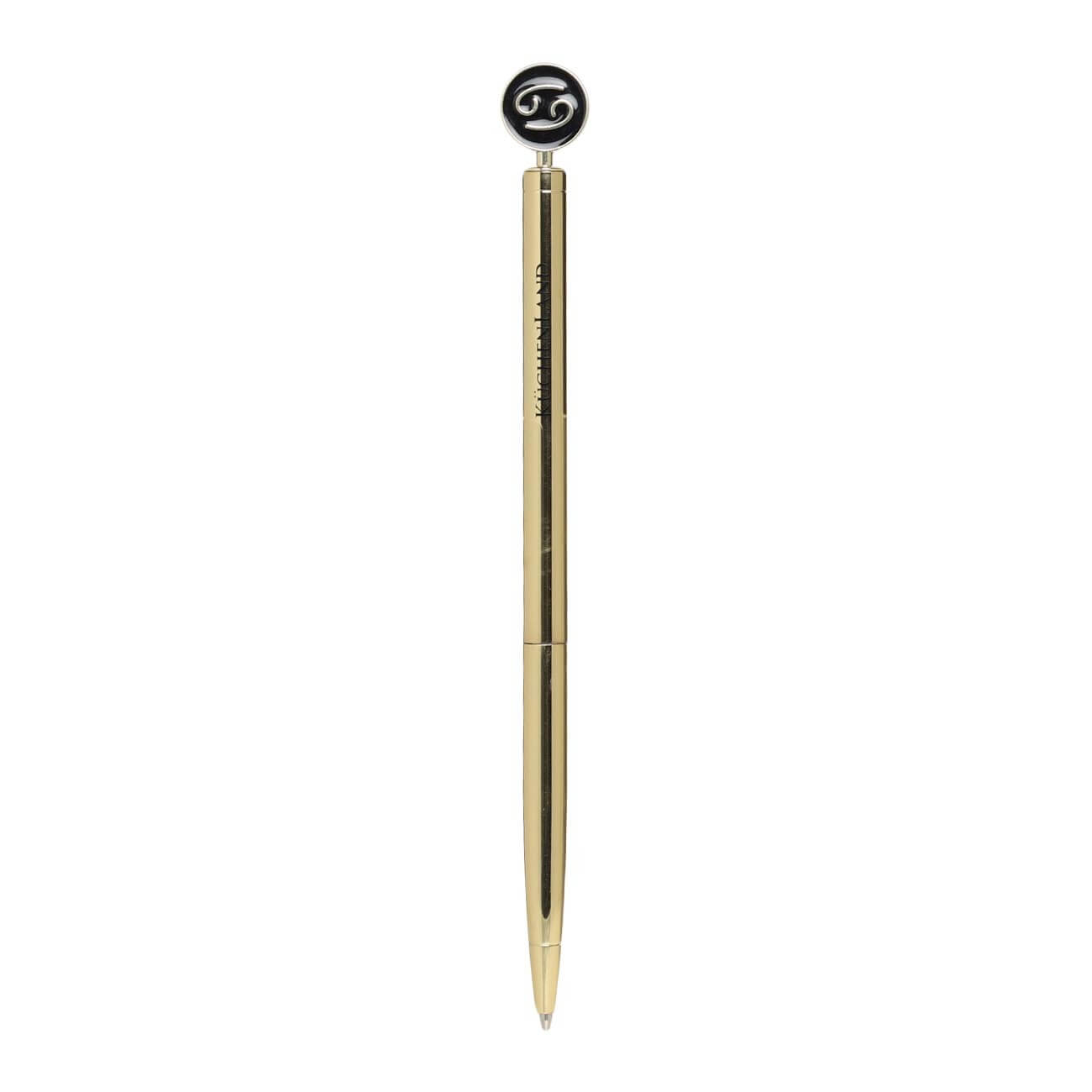 Ручка шариковая, 15 см, с фигуркой, сталь, золотисто-черная, Рак, Zodiac