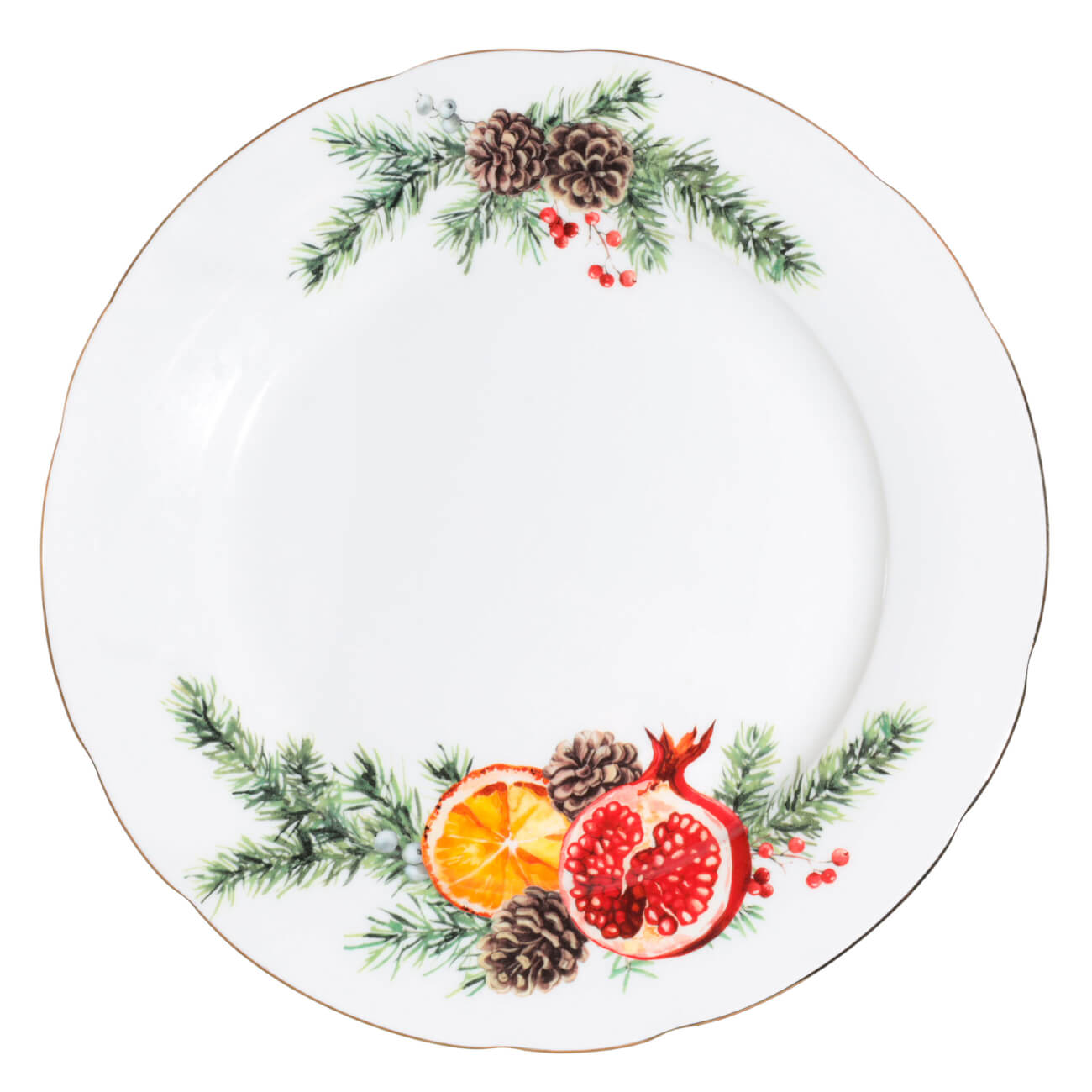 Тарелка обеденная, 27 см, фарфор F, Апельсин и гранат, Christmas miracle тарелка керамическая обеденная 550 мл 20 см серая 1 сорт иран