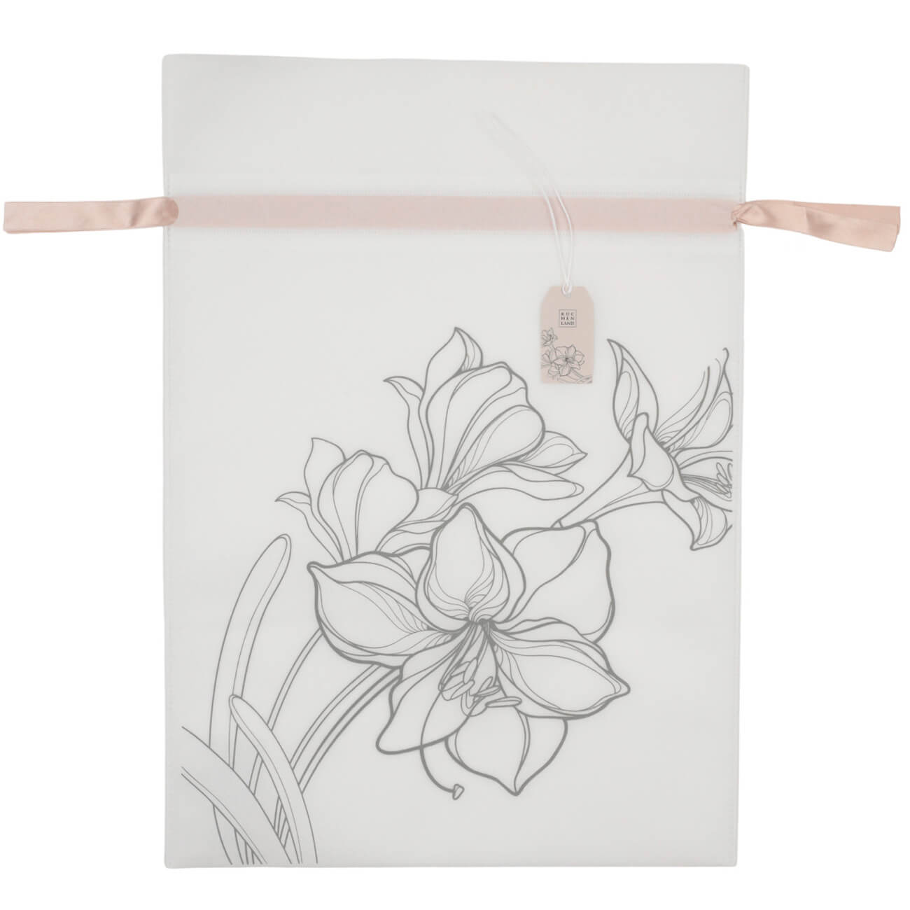 Мешок подарочный, 40х56 см, с завязками, полипропилен, белый, Цветы, Flower garden антигололедный реагент nadzor garden мешок 5 кг