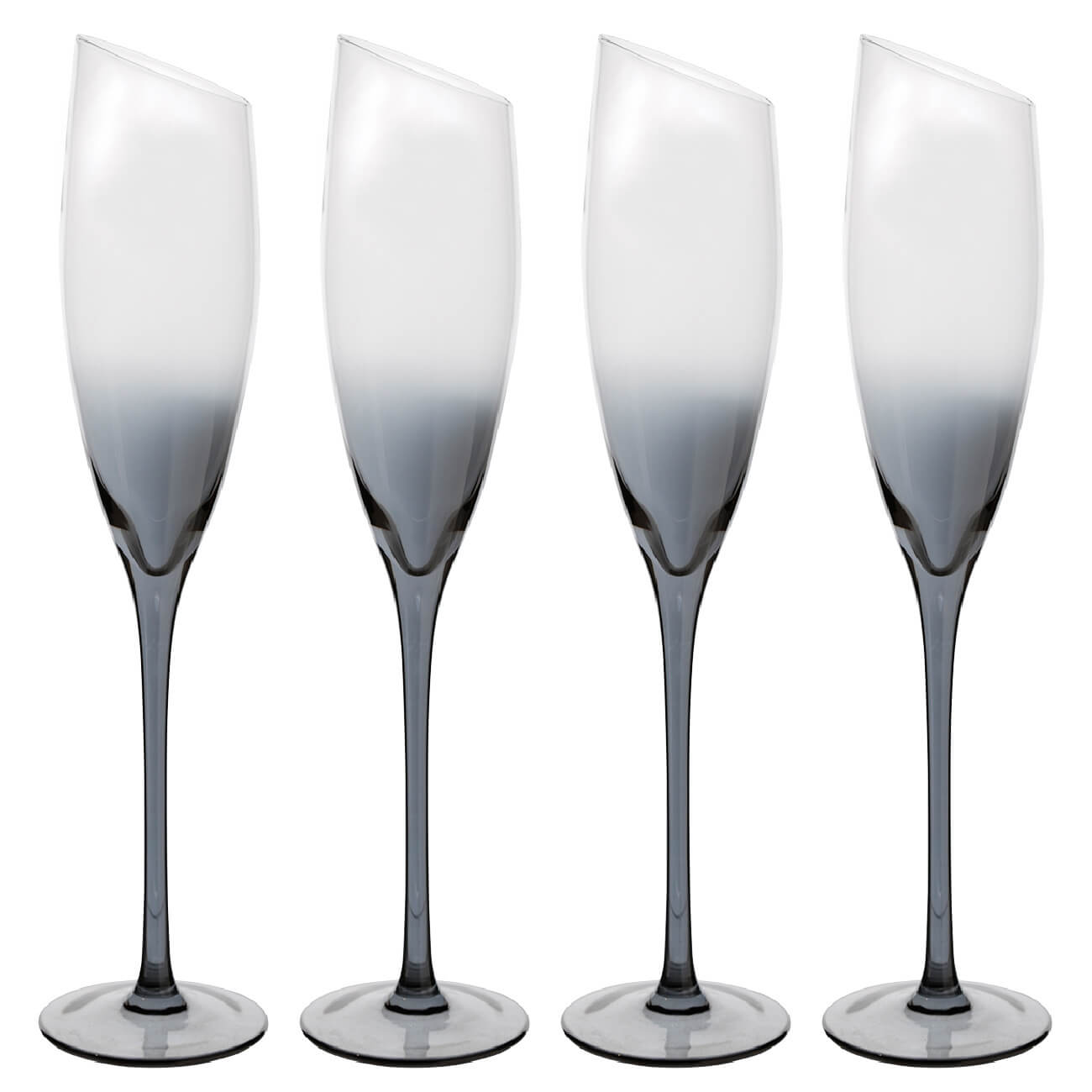 Бокал для шампанского, 180 мл, 4 шт, стекло, серый, Charm L Color конфетница 17х12 см на ножке стекло charm l