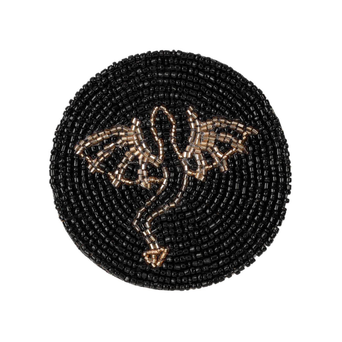 Подставка под кружку, 10 см, бисер, круглая, черная, Дракон, Art beads салфетка под приборы 36 см бисер круглая золотистая rotation beads