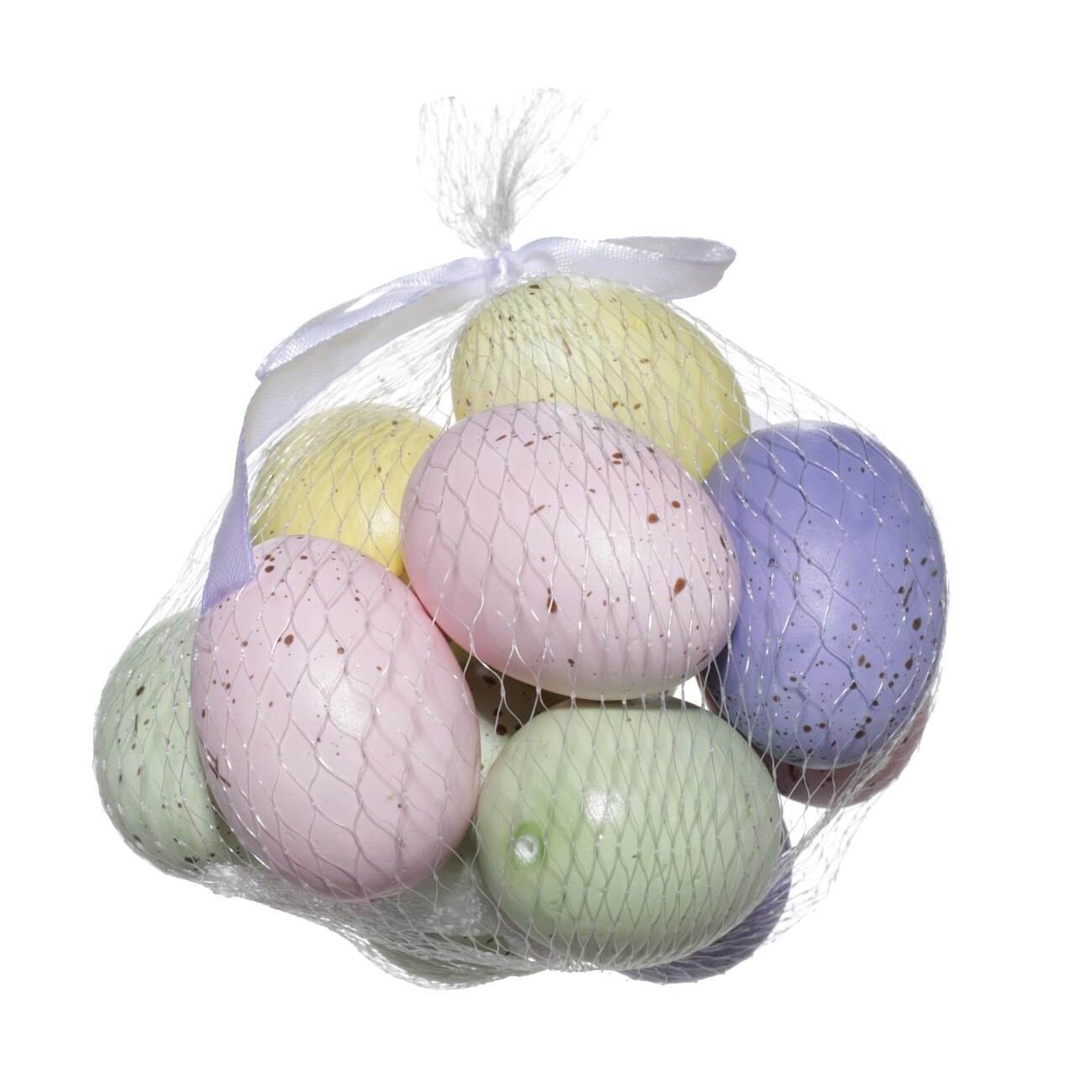 Яйца декоративные, 5 см, 12 шт, в сетке, пенопласт, Цветные яйца, Easter