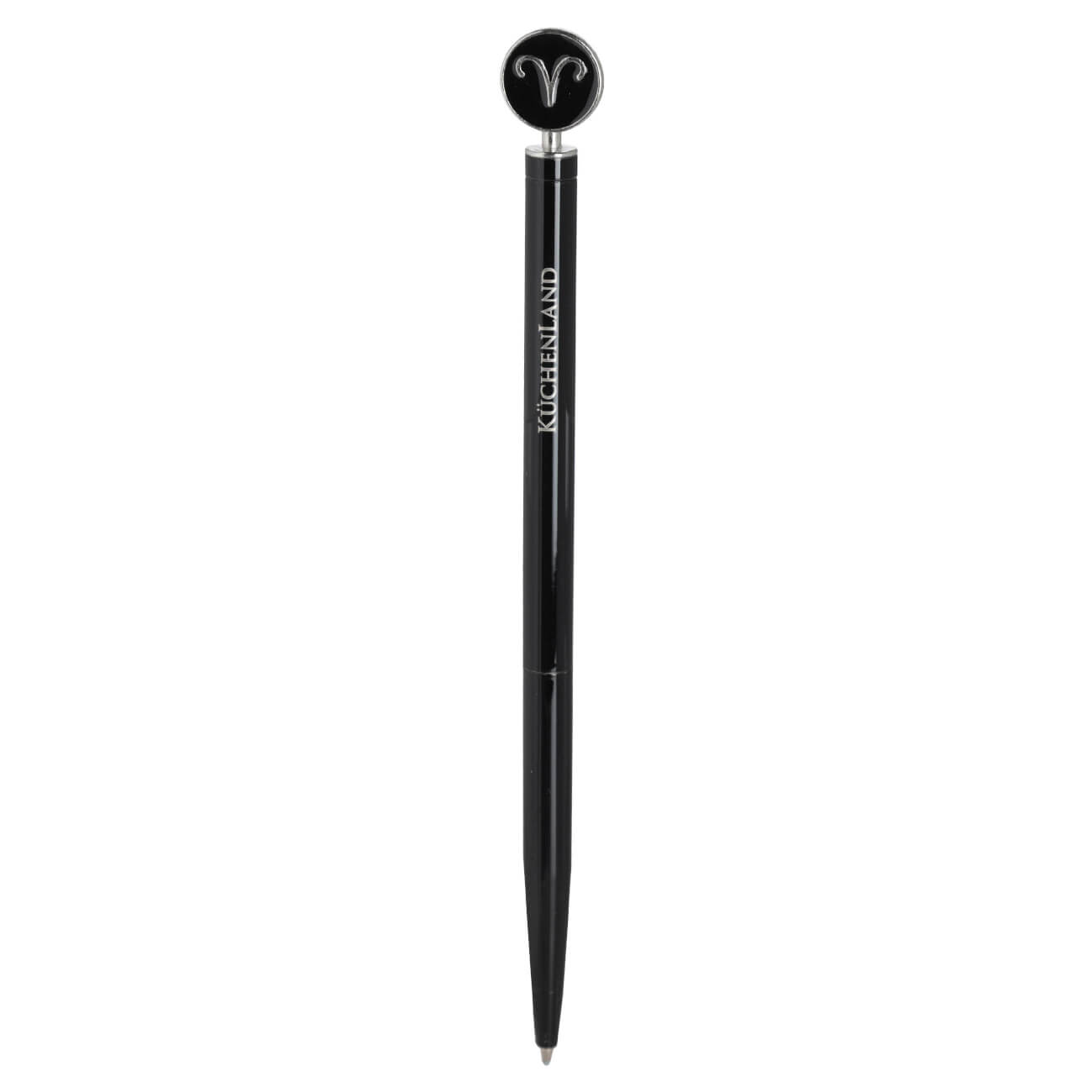 Ручка шариковая, 15 см, с фигуркой, сталь, черно-серебристая, Овен, Zodiac металлическая балконная ручка komfort москитные системы