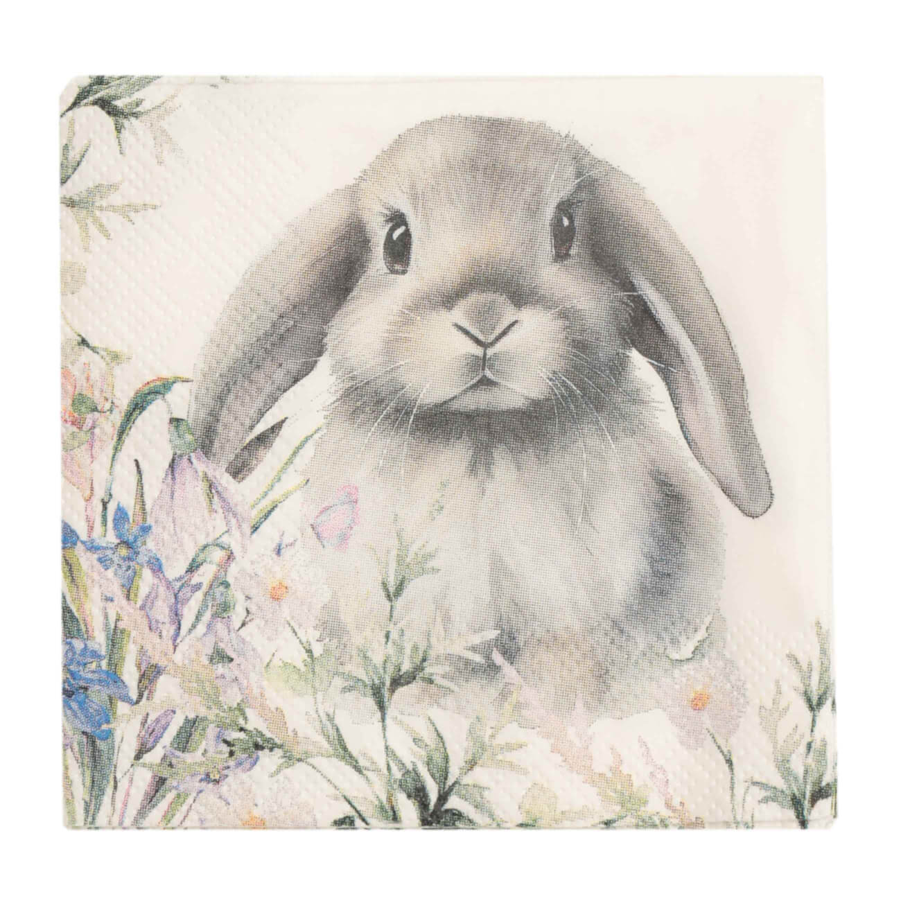 Салфетки бумажные, 21х21 см, 20 шт, белые, Кролик в цветах, Pure Easter скатерть 170х250 см полиэстер белая кролики pure easter
