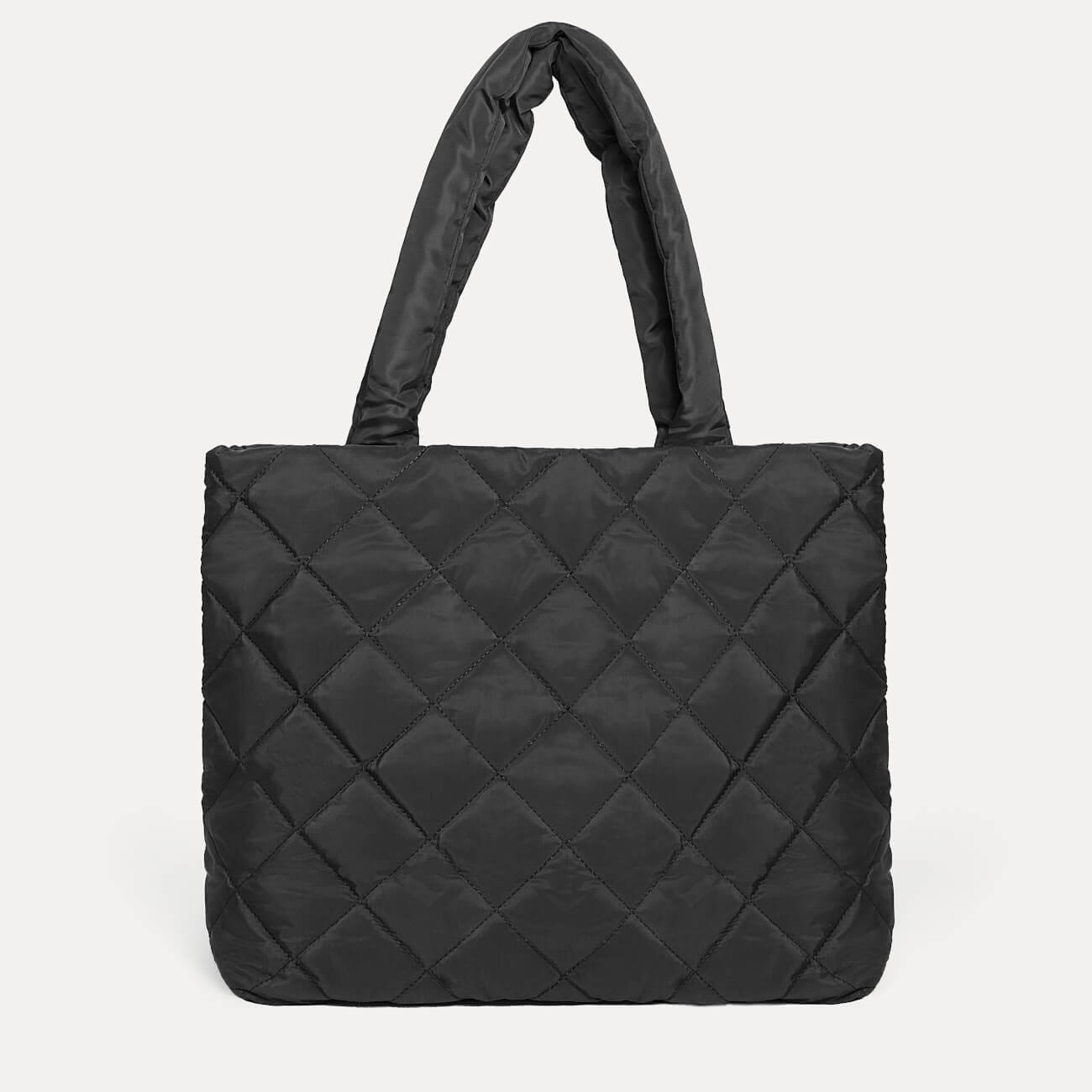 Сумка женская, 45х37 см, стеганая, полиэстер, черная, One stitch сумка шопер счастливый человек 35 0 5 40 принт с блестками без подклада черная