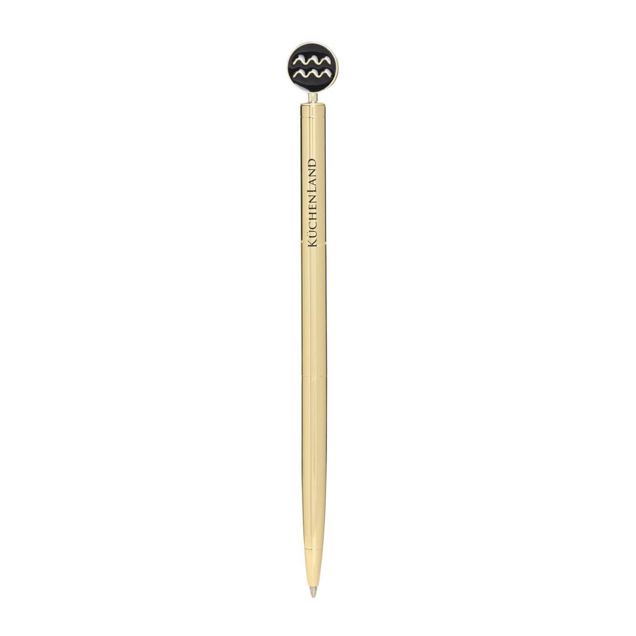 Ручка шариковая, 15 см, с фигуркой, сталь, золотисто-черная, Водолей, Zodiac