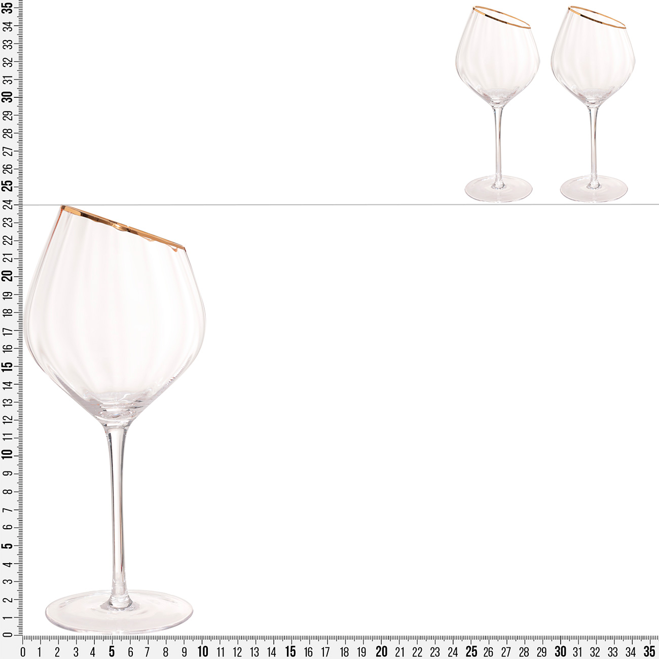 Бокал для красного вина, 560 мл, 2 шт, стекло, с золотистым кантом, Charm R gold изображение № 4