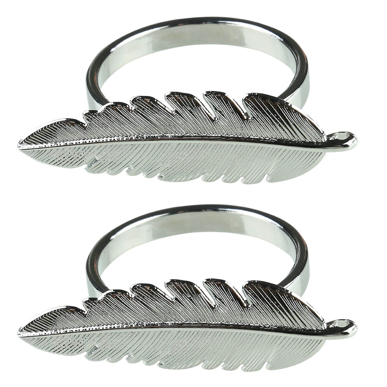 Кольцо для салфеток, 5 см, 2 шт, металл, серебристое, Перо, Feather кольцо с крючком металл коньяк 2 см 10 шт