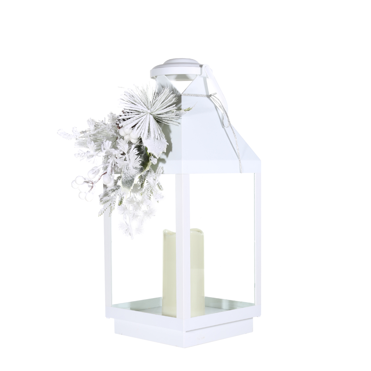 Светильник декоративный, 47 см, пластик, белый, фонарь со свечой, Ветка, Winter style - фото 1