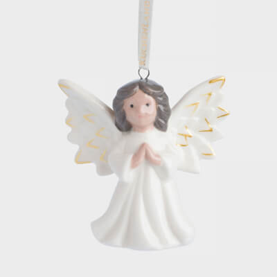 Игрушка елочная, 8 см, фарфор P, бело-золотистая, Ангел, Angel figurine