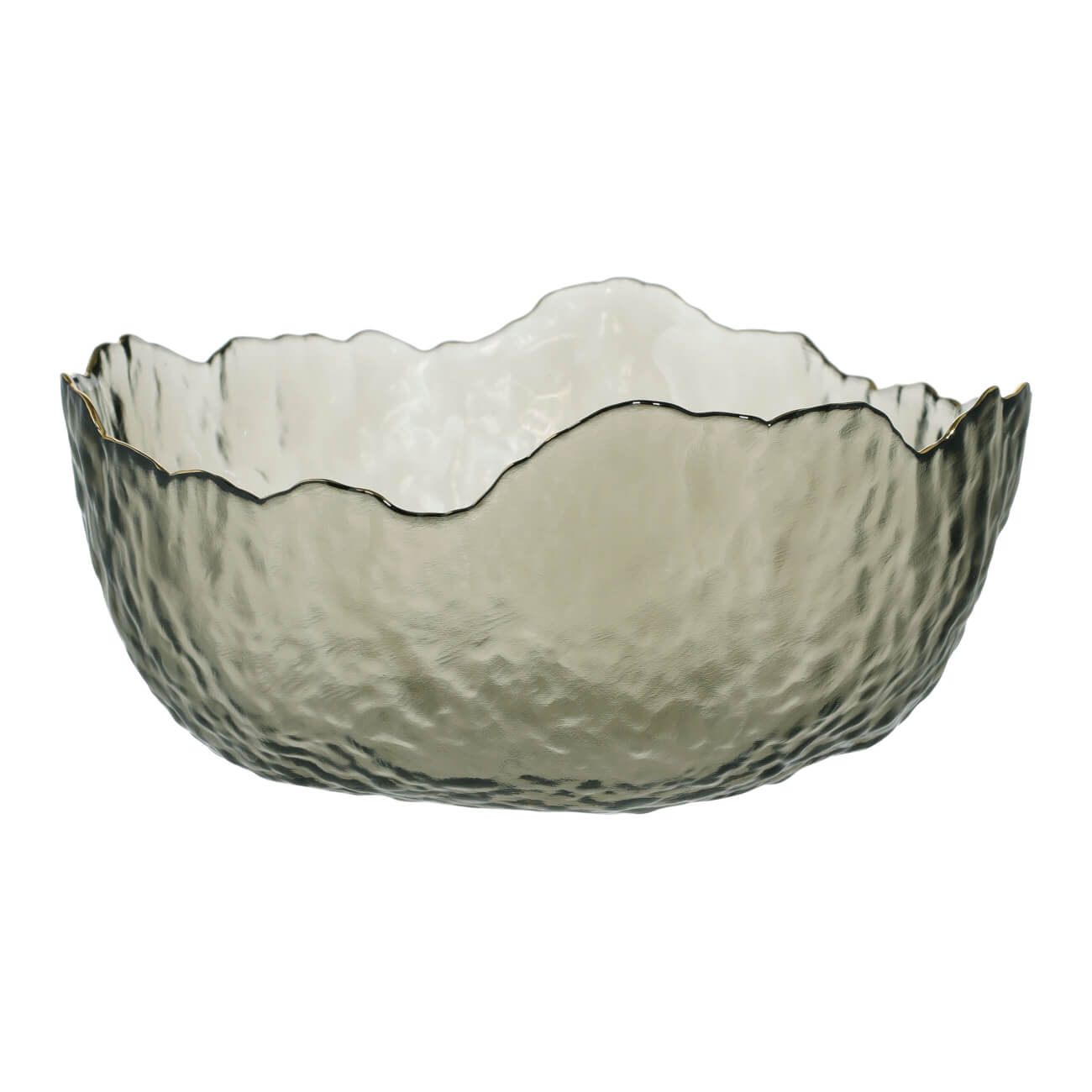Салатник, 17х7 см, стекло, с золотистым кантом, серый, Nautilus color - фото 1