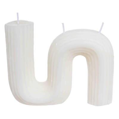 Свеча, 9 см, рифленая, белая, Зигзаг, Ribbed candle