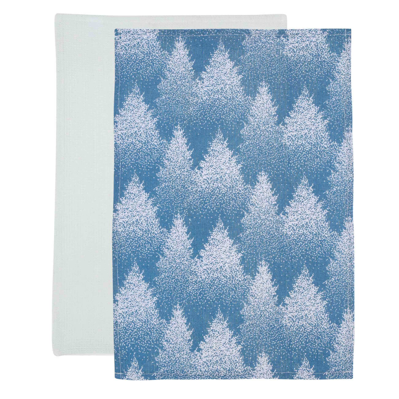 Полотенце кухонное, 40х60 см, 2 шт, хлопок, голубое/белое, Снежные ели, Snowy fir
