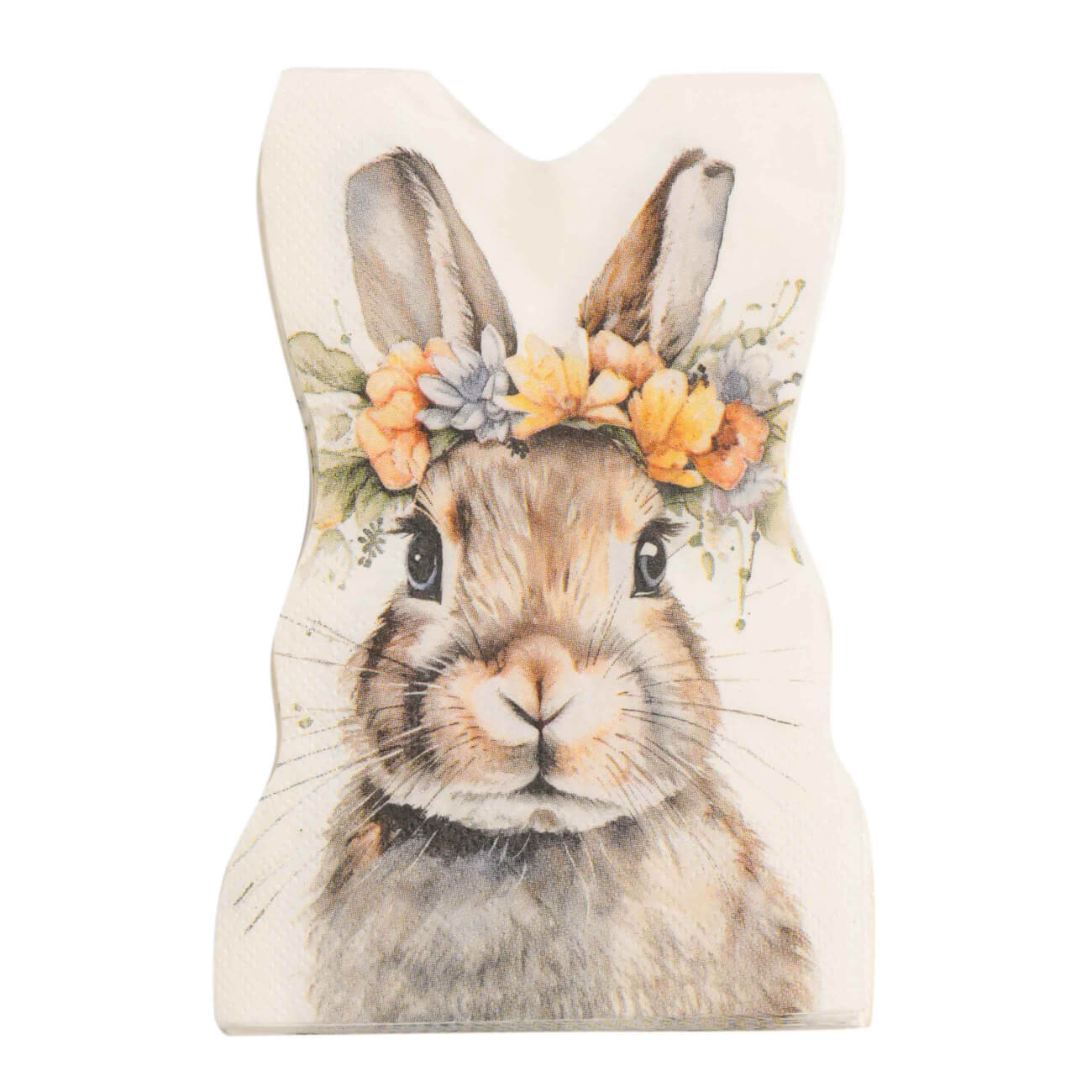 Салфетки бумажные, 33х23 см, 20 шт, фигурные, белые, Кролик в цветочном венке, Pure Easter бумажные двухслойные салфетки remix