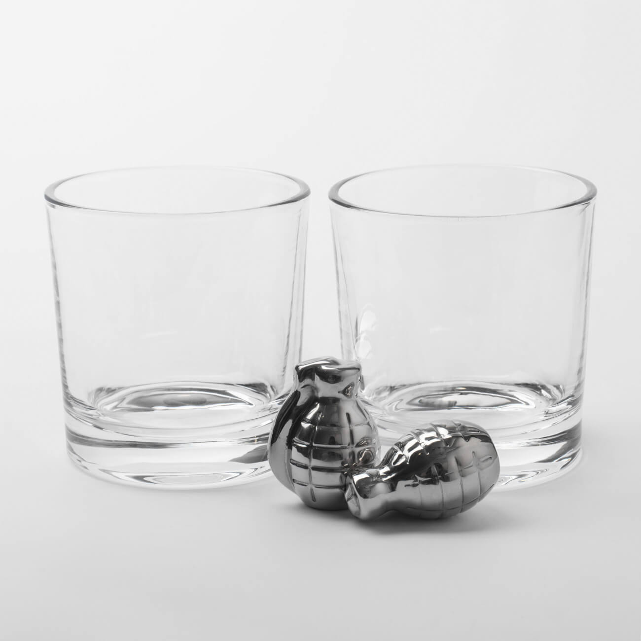 Набор для виски, 2 перс, 4 пр, стаканы/кубики, стекло/сталь, Граната, Bullet iq кубики