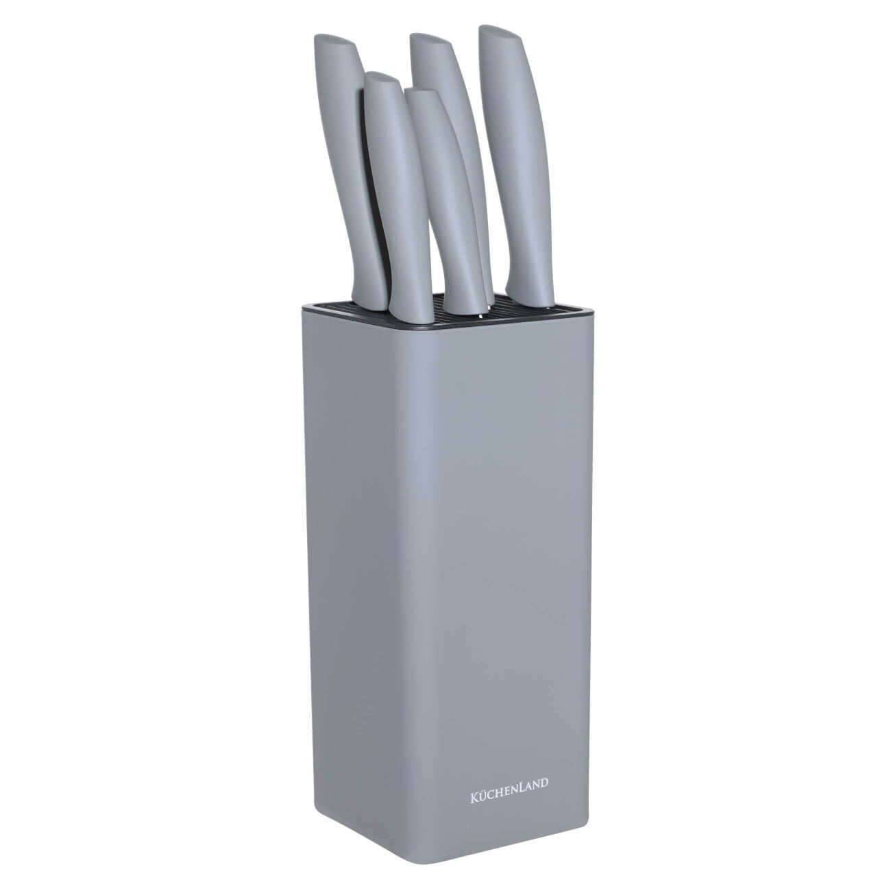 Набор ножей, 5 пр, в подставке, сталь/пластик, серый, Grey steel
