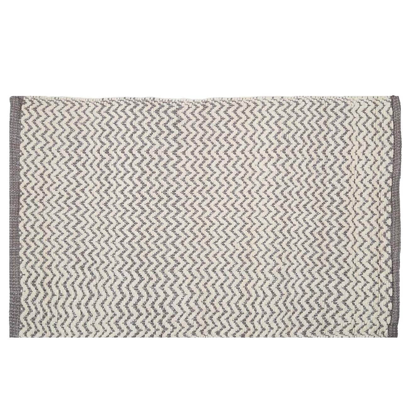 Коврик, 50х80 см, хлопок, бело-серый, Зигзаги с люрексом, Shiny threads коврик противоскольязщий 30×15 см supreme