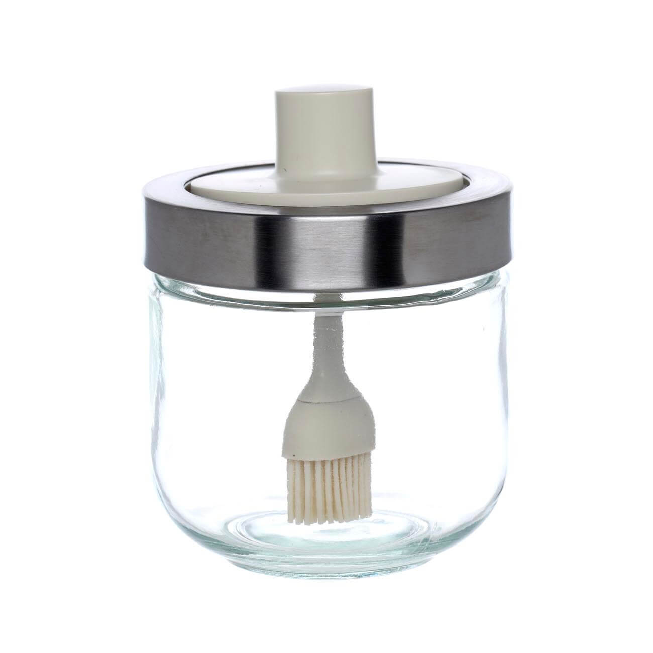 Контейнер для масла, 300 мл, с кисточкой, стекло/силикон, бежевый, Comfort light изображение № 1