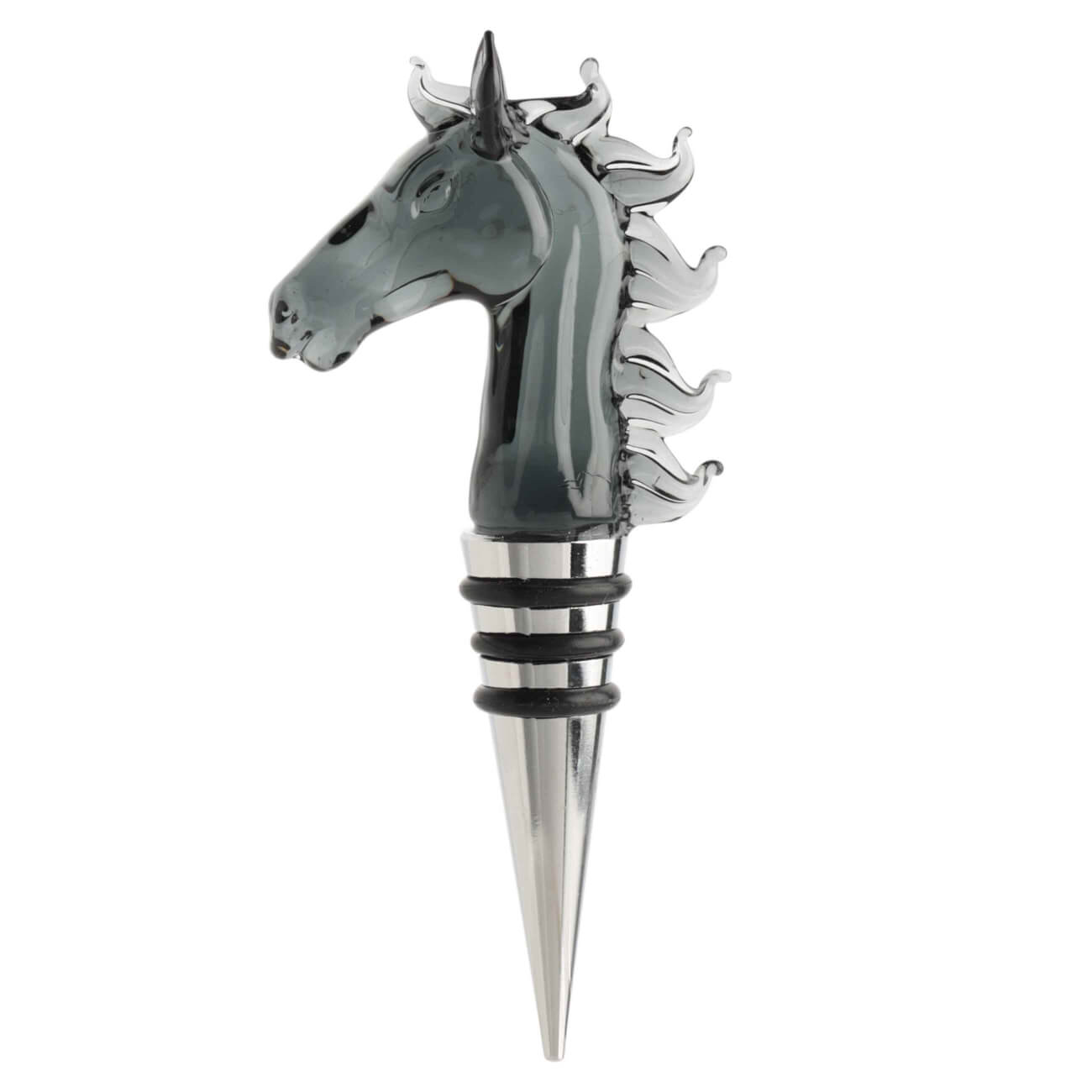 Пробка для винной бутылки, 12 см, сталь/стекло, Лошадь, Horse статуэтка 7 см стекло янтарная лошадь vitreous
