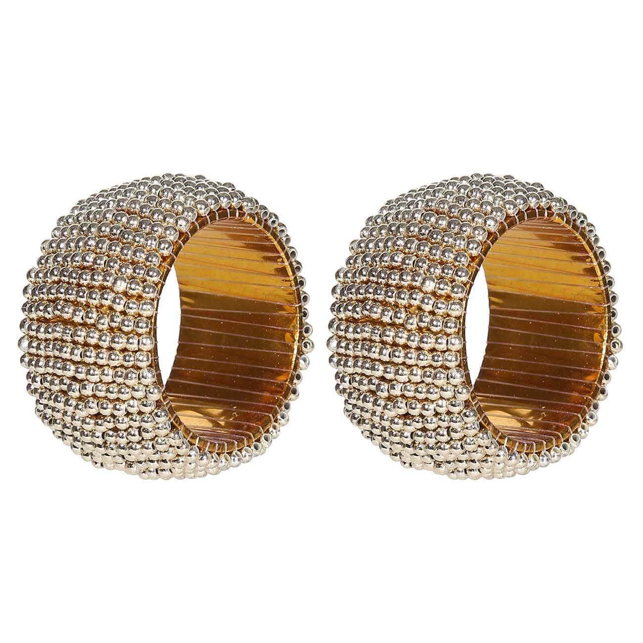 Кольцо для салфеток, 5 см, 2 шт, бисер, круглое, золотистое, Shiny beads бисер чехия preciosa 10 0 5 гр 8289