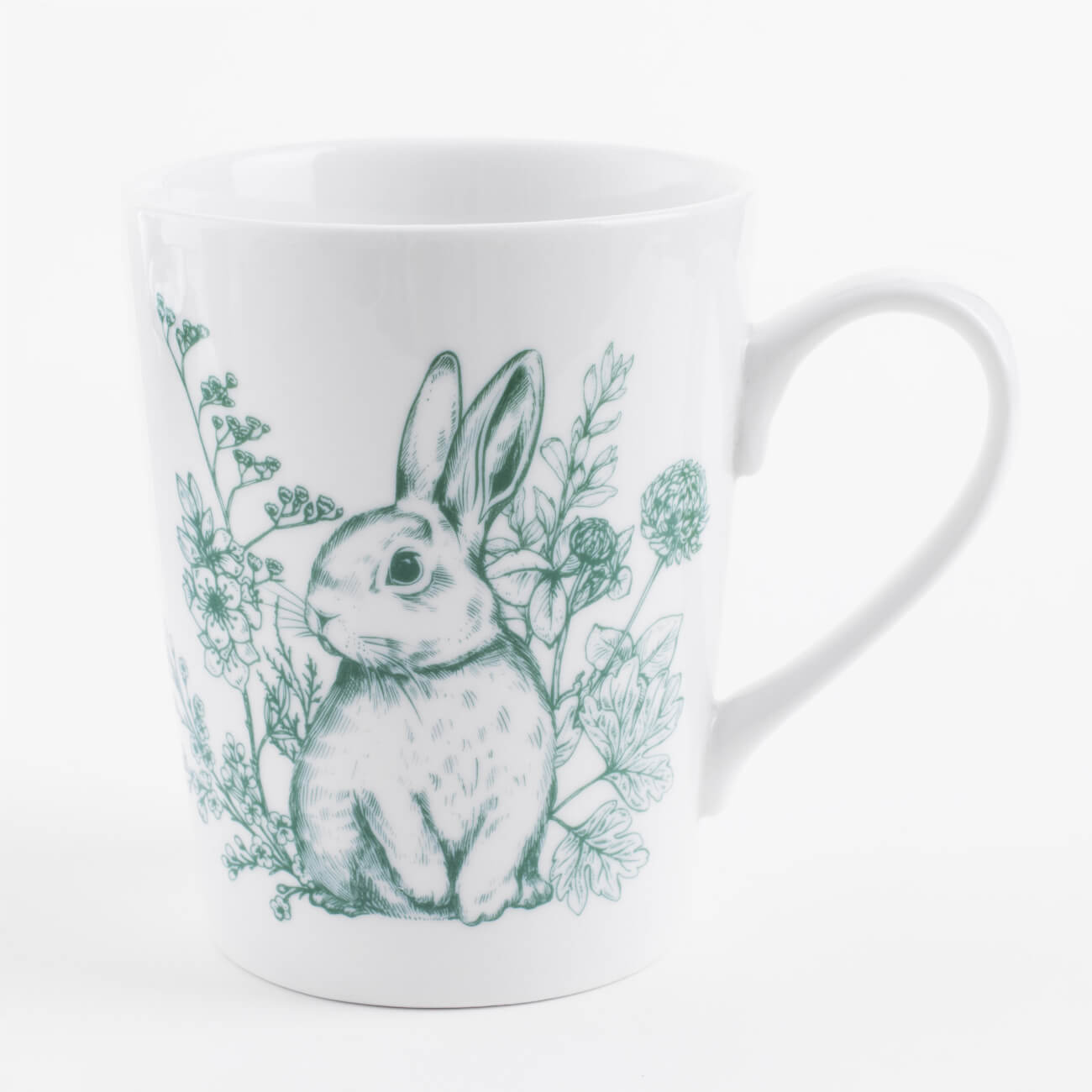 Кружка, 500 мл, керамика, бело-зеленая, Кролик в цветах, Easter blooming подвеска пасхальное яйцо 10 см пенопласт кролик в ах easter