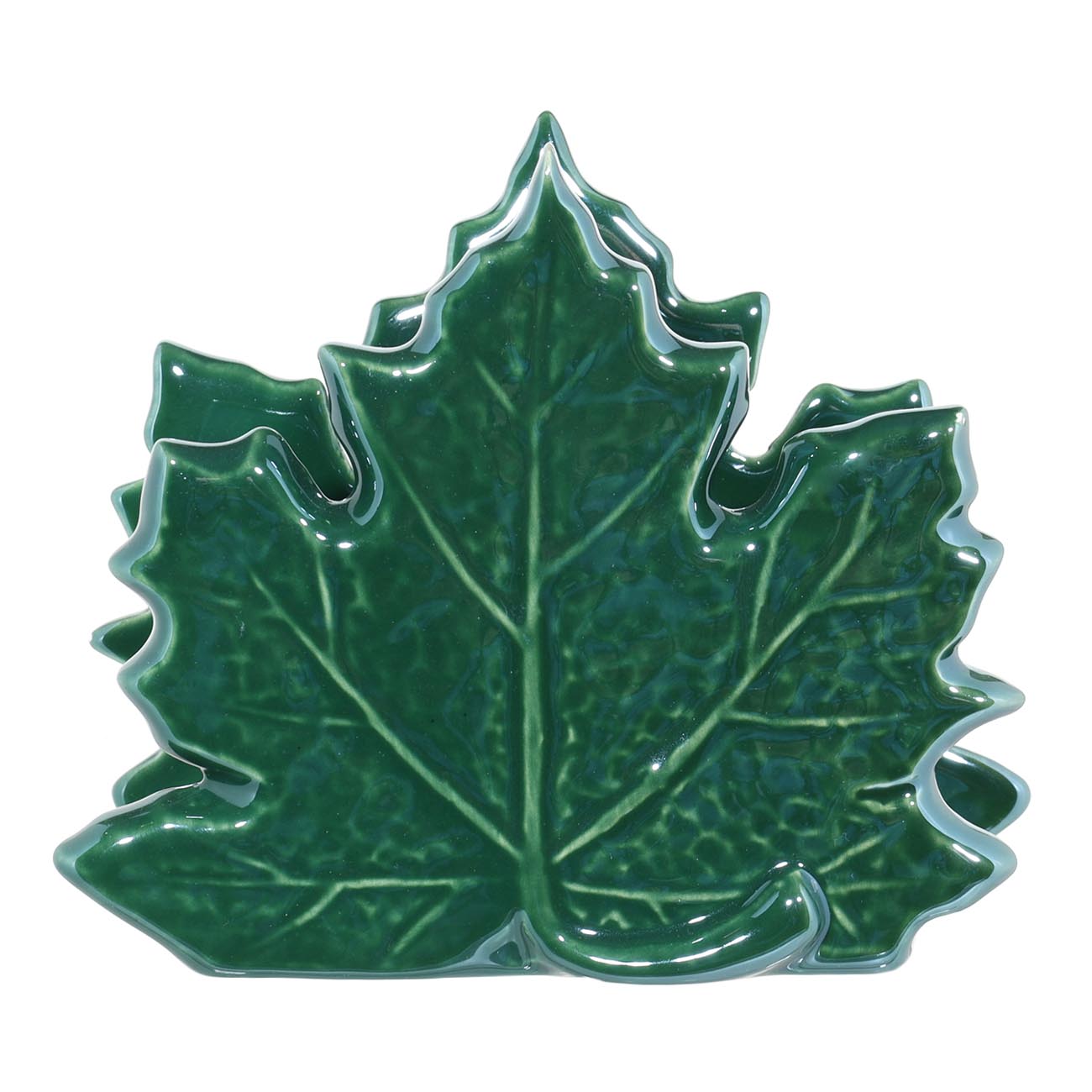 Салфетница, 10 см, керамика, зеленая, перламутр, Кленовый лист, Autumn bright