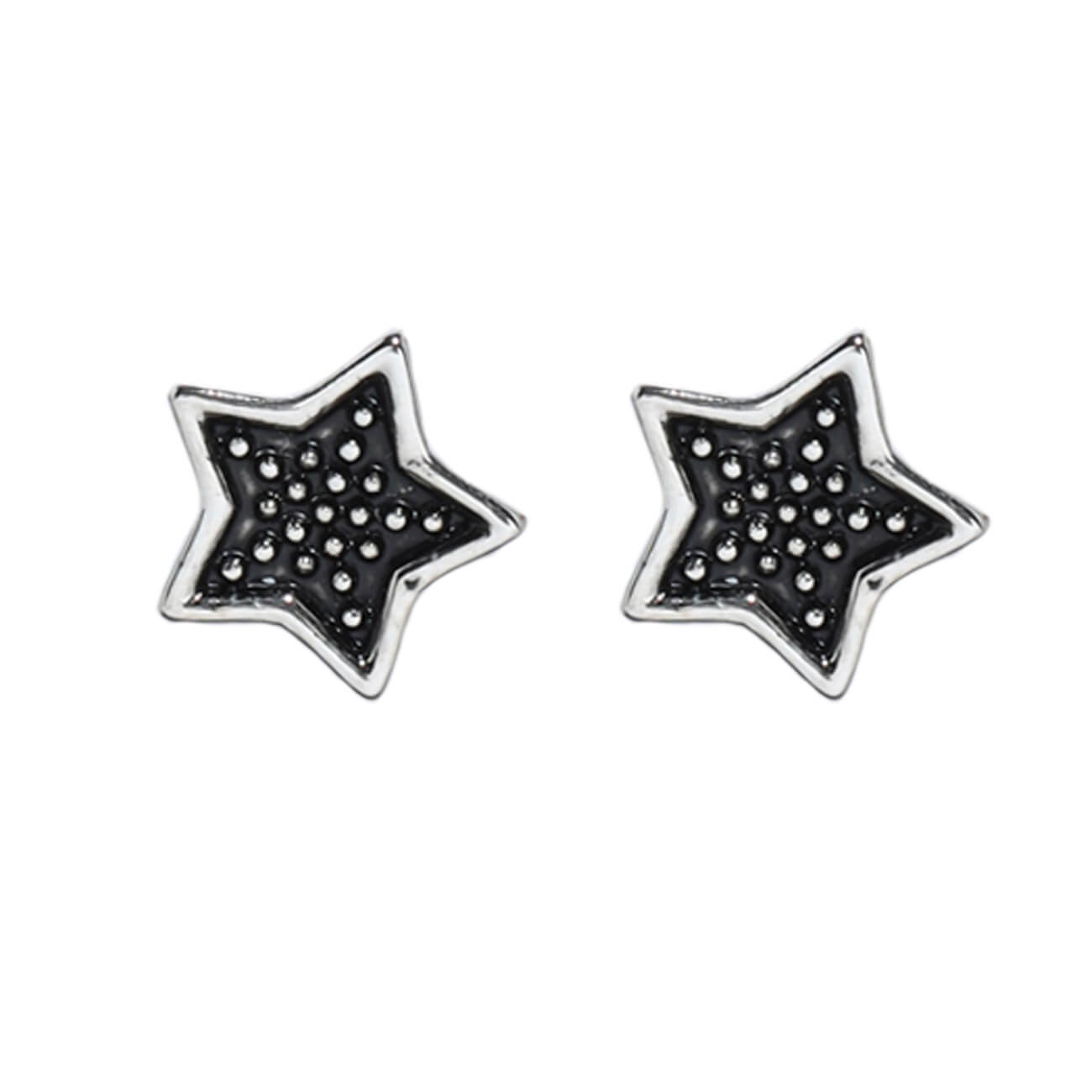 Серьги-пусеты, 1 см, 2 шт, металл/эмаль, серебристые, Звезды, Jewelry блуждающие звезды шолом алейхем