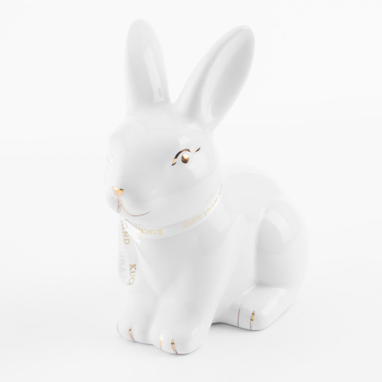 Статуэтка, 13 см, керамика, бело-золотистая, Кролик сидит, Easter gold статуэтка слон