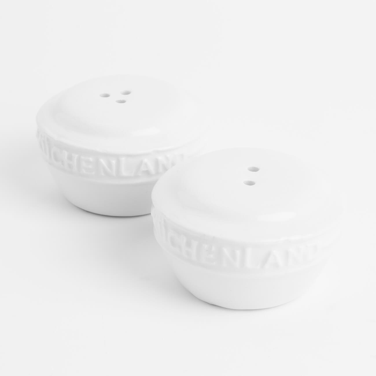 Набор для соли и перца, 3 см, керамика, белый, Ceramo набор для специй керамика 5 шт белый daniks классик hc444r n1