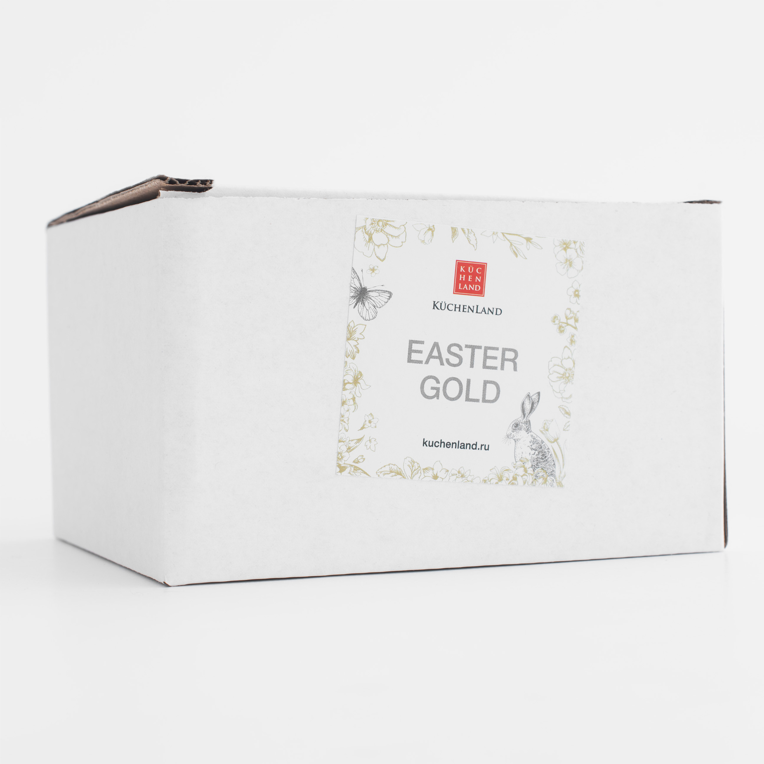 Пиала, 10х4 см, керамика, белая, Кролик с корзиной, Easter gold