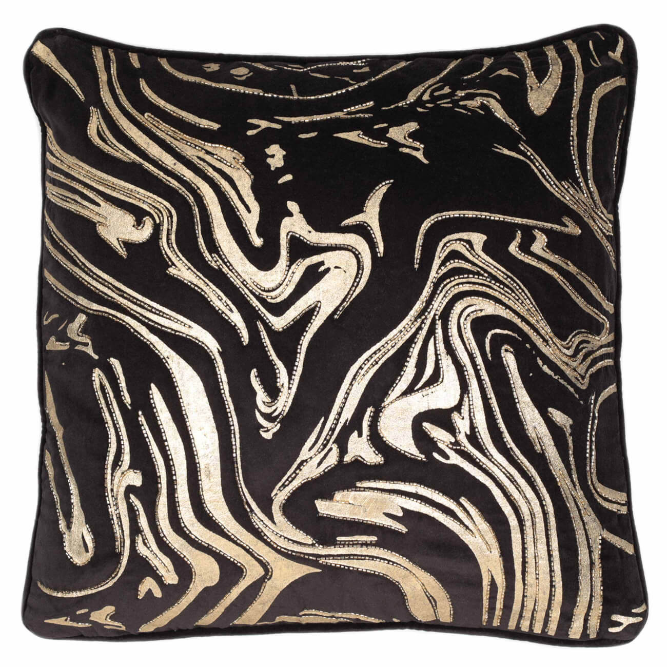Подушка декоративная, 50х50 см, вельвет, черная, Линии, Art deco декоративная подушка mypuff незрелая слива мебельная ткань pil 481
