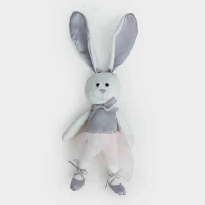 Игрушка, 30 см, мягкая, полиэстер, белая, Зайка в платье, Rabbit