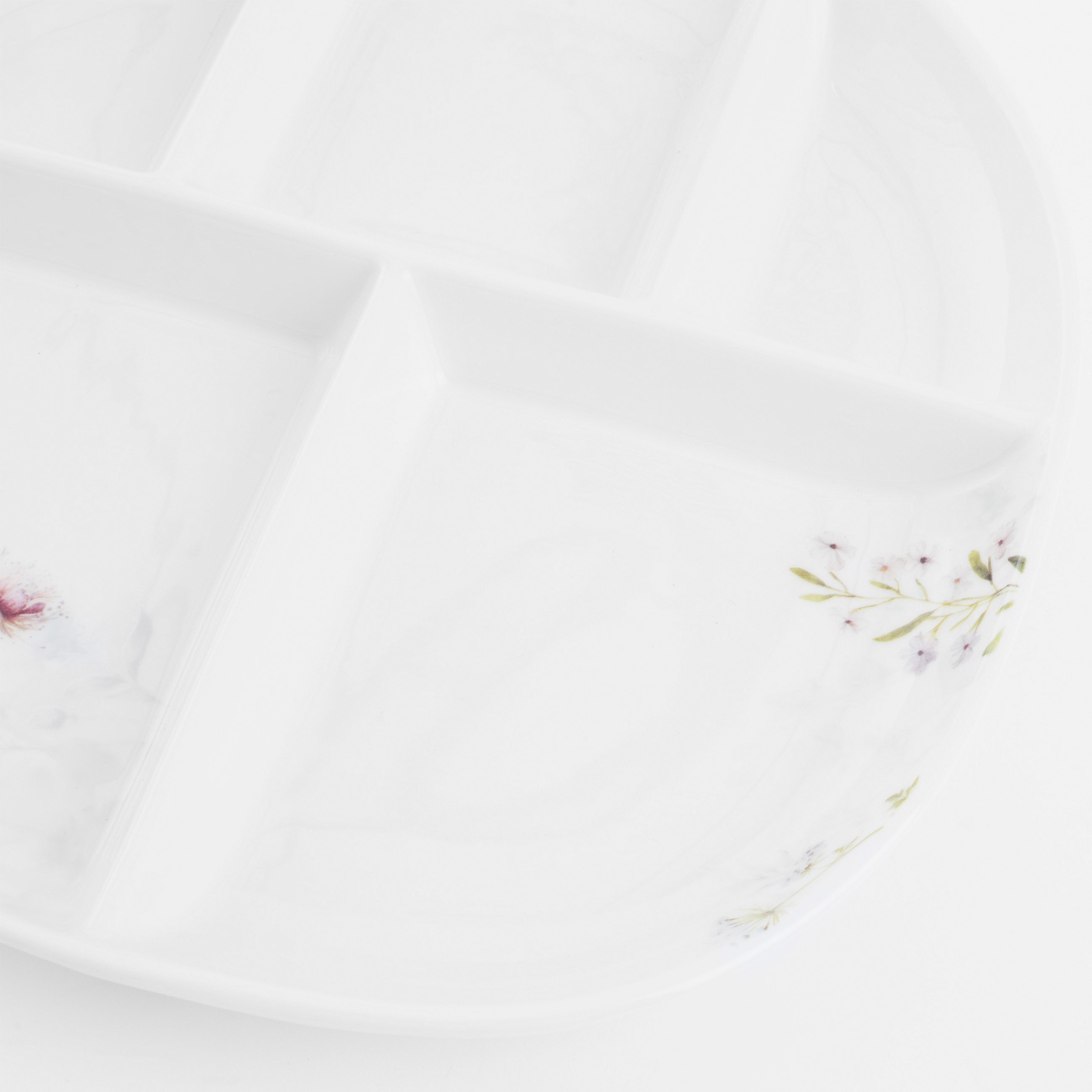 Менажница, 27 см, 5 отд, фарфор P, белая, Цветы, Wild flowers изображение № 5