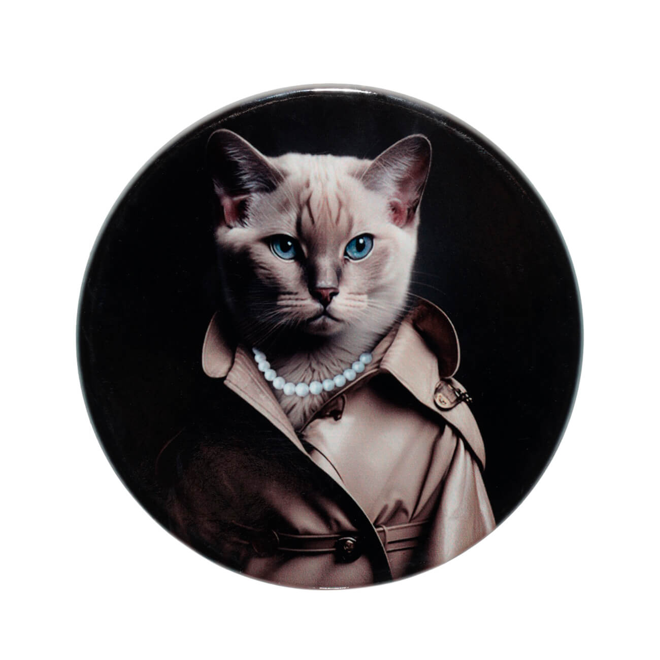 Подставка под кружку, 11 см, керамика/пробка, круглая, Кошка в пальто, On style изображение № 1