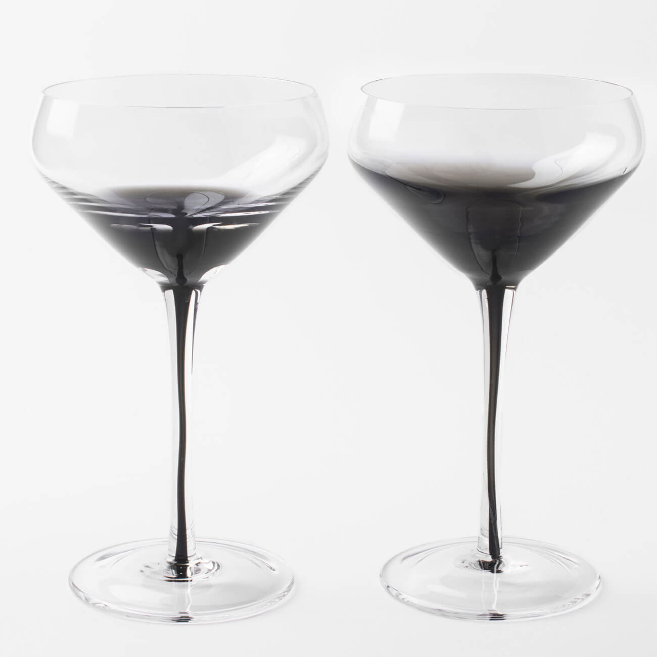 Бокал-креманка для шампанского, 280 мл, 2 шт, стекло, серый градиент, черная ножка, Stone color стул катрин р серый опора черная kt19654