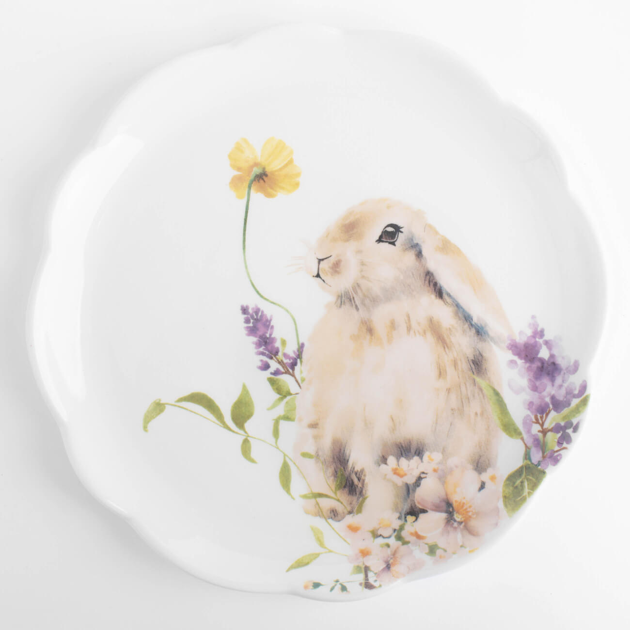 Тарелка десертная, 20 см, керамика, белая, Кролик в цветах, Easter тарелка десертная rose декор голубая роза 19 см