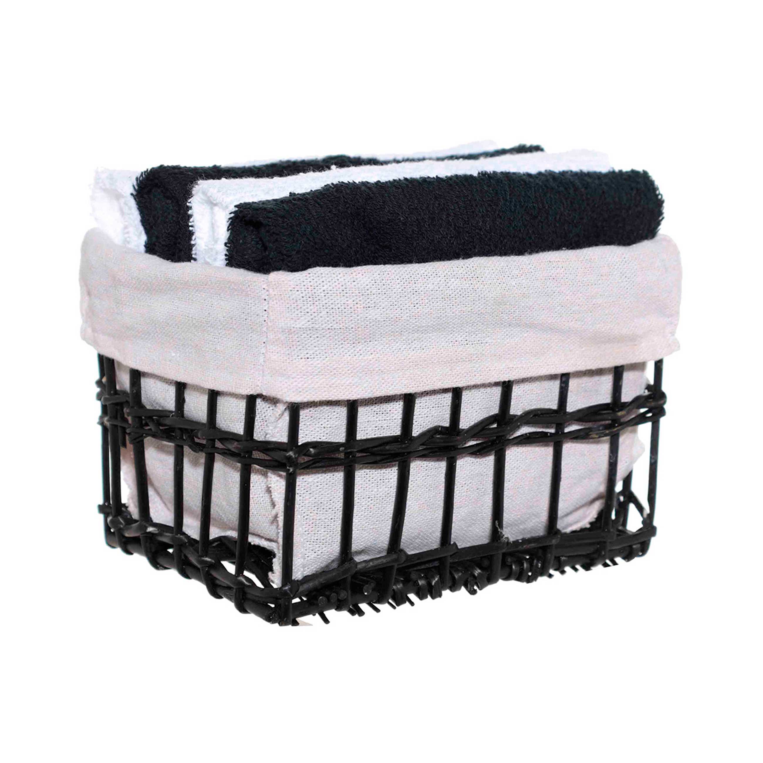 Полотенце, 30х30 см, 4 шт, в корзине, хлопок/лоза, черное/белое, Basket towel изображение № 2