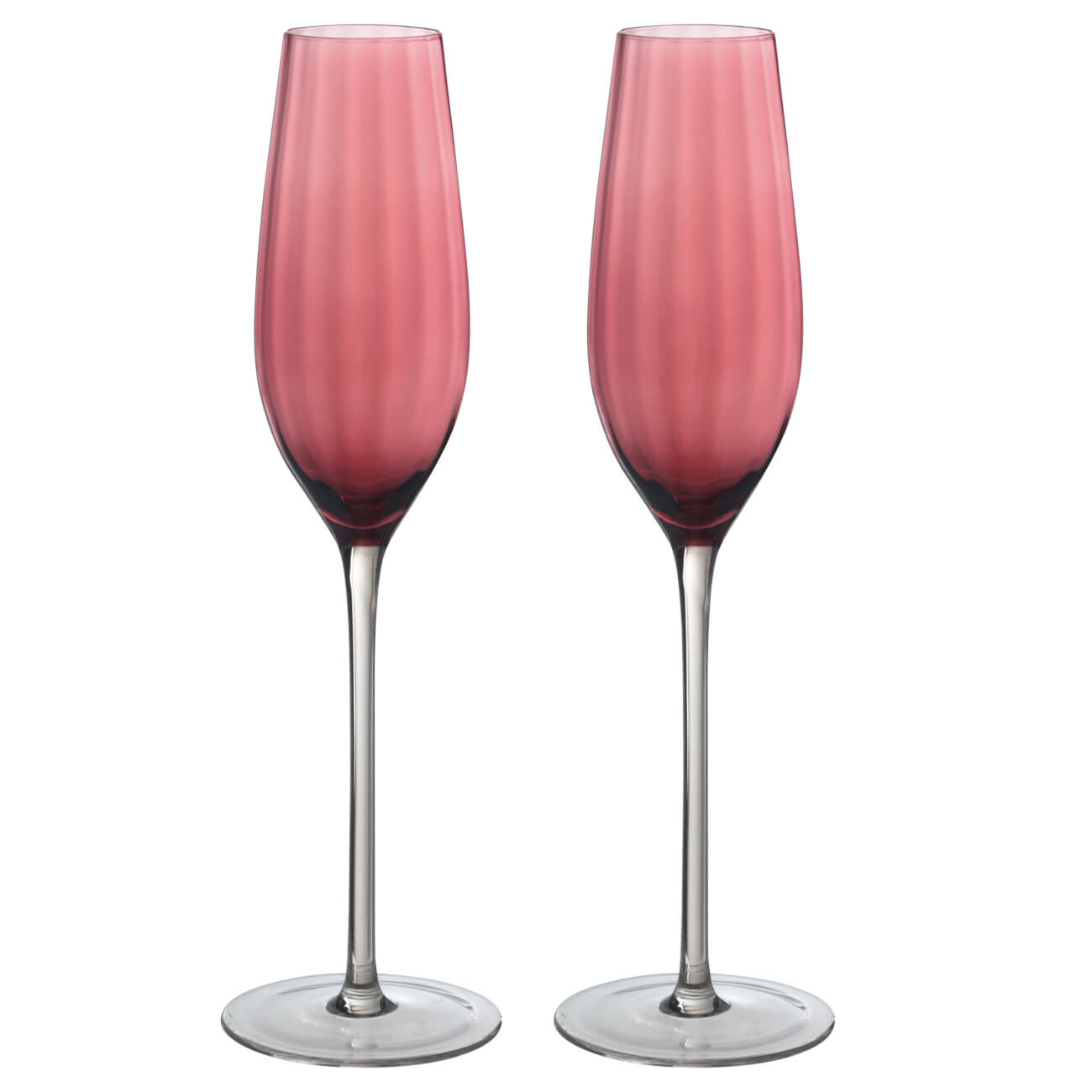 Бокал для шампанского, 210 мл, 2 шт, стекло, бордовый, Filo color