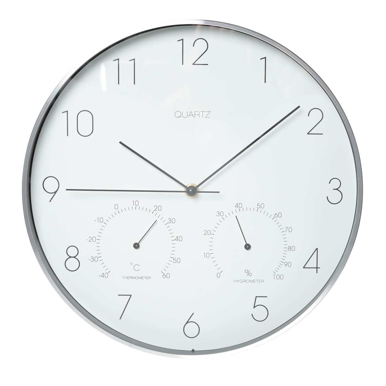 Часы настенные, 31 см, с термометром и гигрометром, пластик/стекло, круглые, белые, Dial часы будильник 13 см на ножках металл круглые бежевые ретро dial