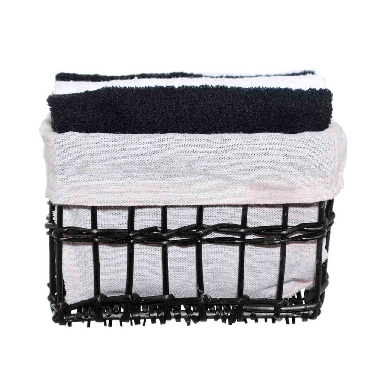 Полотенце, 30х30 см, 4 шт, в корзине, хлопок/лоза, черное/белое, Basket towel полотенце 30х30 см 4 шт в корзине хлопок лоза черное белое basket towel