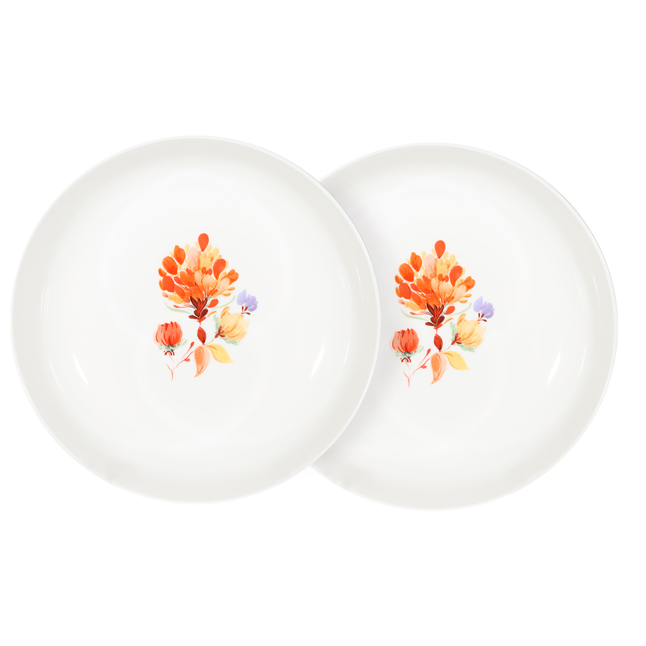 Тарелка суповая, 20 см, 2 шт, фарфор N, белая, Акварельные цветы, Autumn bright - фото 1